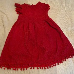 Red lace little girls dress